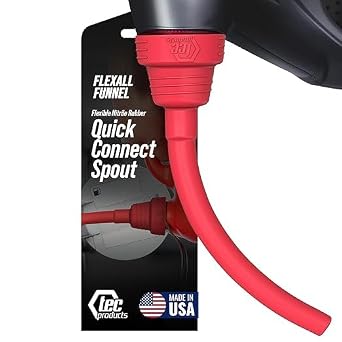 TEC Products FlexAll Threaded Funnel, Single-Piece Nitrile Rubber, Suitable for Autos, Tractors, Boats, Chainsaws, Trimmers, Directly Screws on to Bottles - Fits Gallon, Quart & Pint Containers