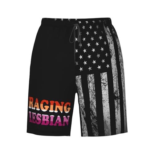 Raging Lesbian-Swim Shorts with Liner, Quick Dry Beach Shorts Funny Men'S Swimwear - XL Black2