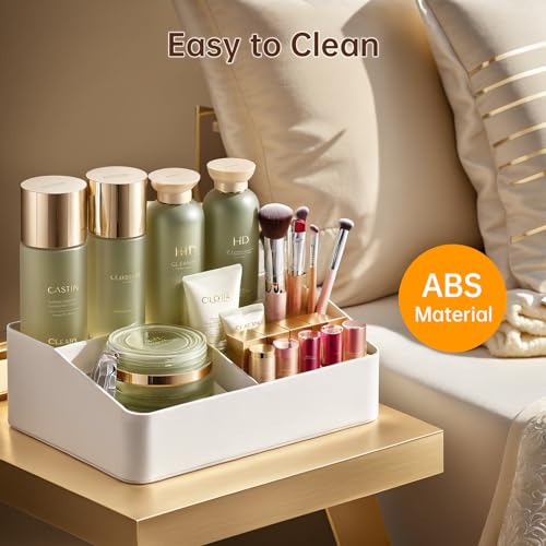 Pavstine MKBOX-A Makeup Organizer Countertop, Plastic Cosmetic Organizer For Vanity, Bathroom Counter Or Dresser, White Cosmetic Display Cases thumb #4