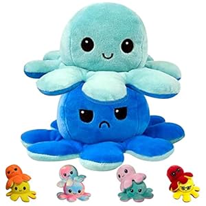 FASTEXX Octopus Reversible Plushies, Express Your Mood with our Double-Sided Flip Mood Octopus Plush, Reversible Octopus…