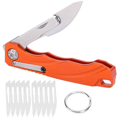 Mini Cuchillo Plegable con Cuchillas, Cuchillo de Bolsillo Portátil de Repuesto Multifuncional para Acampar al Aire Libre, Caza, Cuchillo de Caza para Senderismo y Camping, Regalo para Hombres, papá
