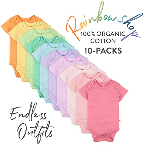 Honestbaby B001E 10-Pack Short Sleeve Bodysuits One-Piece 100% Organic Cotton For Infant Baby Boys thumb #7