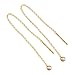 S.Leaf Minimalism Threader Tassel Earrings Sterling Silver Tiny Ball Drop Long Chain Earrings (9 CM/Gold)