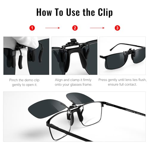 Image of MERRY'S Polarized Clip on Sunglasses Flip Up Metal Clip Attachments for Prescription Glasses
