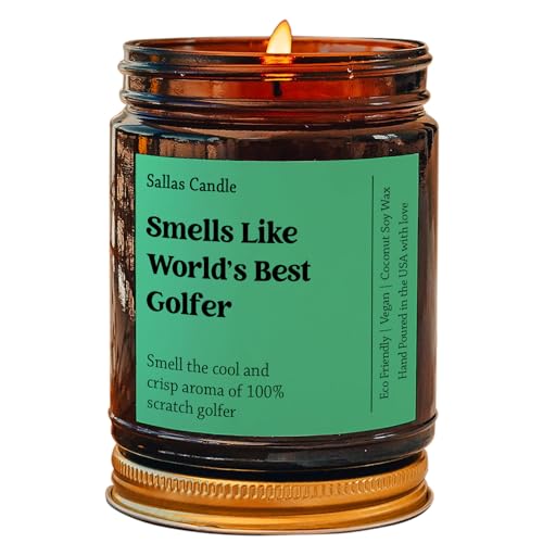 Smells Like World's Best Golfer Soy Wax Candle, Gift for Golfer, Funny Golfing Gift, Golf Candle Gift, Eco Friendly 4Oz 9Oz Amber Candle 9 Scent Options Golfing Candle Gift