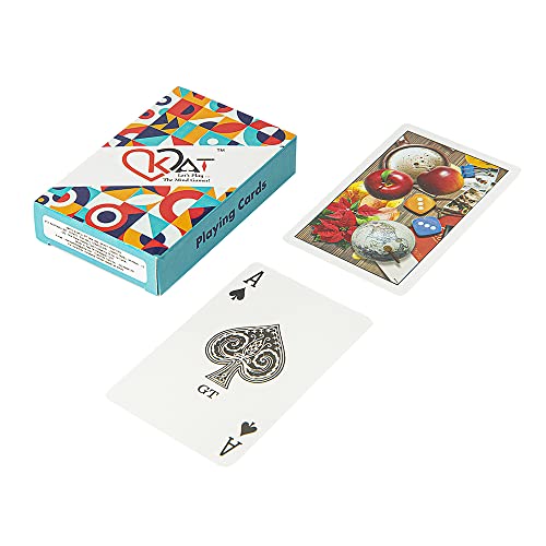 Image of KAT 3 Pieces Playing Cards Pure Plastic 100% PVC Design H I J Multicolour Pack Premium Deck for Bridge Rummy Poker Holi Diwali Taash Game Nights Party & Fun