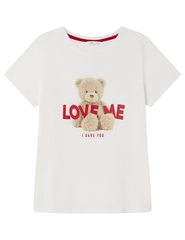 SPRINGFIELD Frqs Women's Love T-Shirt, Standard White, L