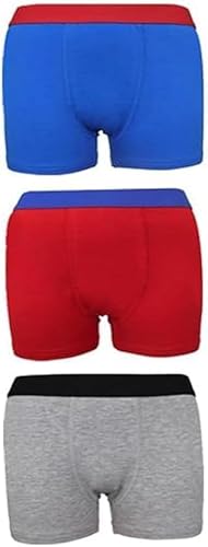 COSHAL Boys 5-13 Years Underwear Cotton Boxers Shorts Assorted Colours (3 Pack) 13 Years