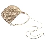 FOMIYES Bolso de Mano Tipo Clutch para Mujer Bolso de Fiesta Dorado con Perlas Decorativas Tamaño Mediano para Bodas y Eventos de Temporada cálida