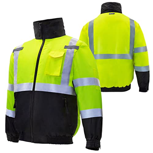 Jorestech Safety Bomber Jacket Waterproof Reflective High Visibility Yellow/Lime Ansi Class 3 Level 2 Type R Jk-01 (Xl) #TOP1