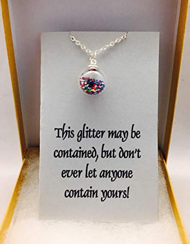 Glitter Ball Resist Necklace. Don't let anyone contain your Glitter. Hand blown glass