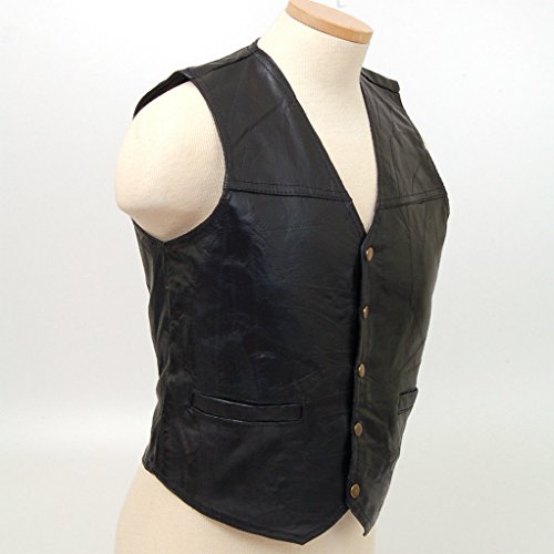 Giovanni Navarre Mosaic Leather Vest Black, Black, M #TOP1