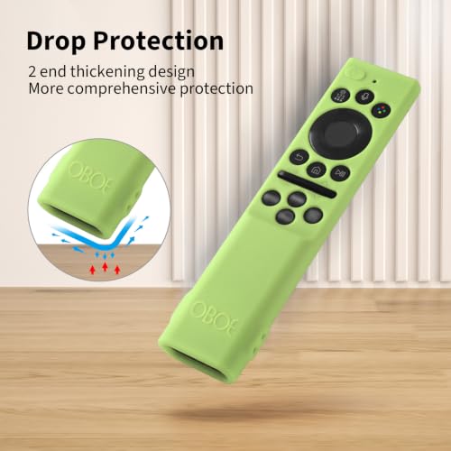 Image of Oboe Silicone Tv Remote Cover Compatible with Samsung Smart Tv Remote 2026 Model BN59-01498A Open Key Case with Lanyard (Glow in Dark Green) [REMOT E NOT Included]