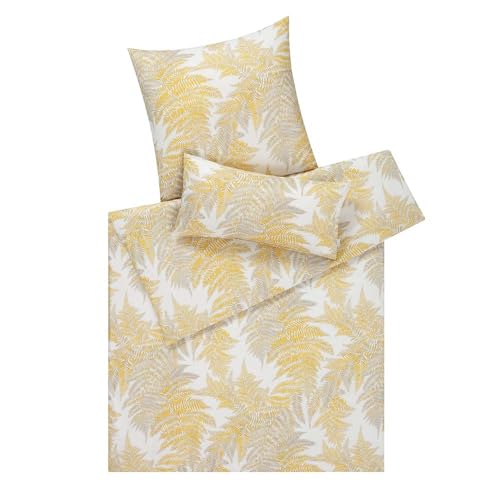 ESTELLA Bettwäsche Belara | gelb | 135x200 + 80x80 | bügelfreie Qualität | pflegeleicht & trocknerfest | ideale Vier-Jahreszeiten-Garnitur | 100% Baumwolle