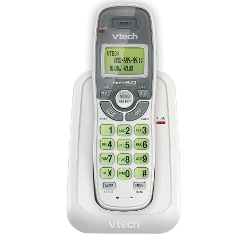 Vtech Dect 6.0 Single Handset Cordless Phone with Caller ID, Green Backlit Keypad and Display – 8077180105, With out answering system, White