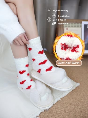 Image of Ginmewrae Fuzzy Socks for Women, Mothers Day Gifts Cozy Warm Fluffy Socks Thick Slipper Socks Birthday Valentine's Day Gifts