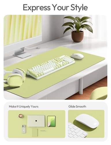 Image of YSAGi Leather Desk Protector, Office Mat, Large Mouse Mat, Non-Slip PU Leather Blotter, Laptop Desk Pad, Waterproof Writing Pad for Office and Home (Peak Green, 47.2 inch x 23.6 inch)