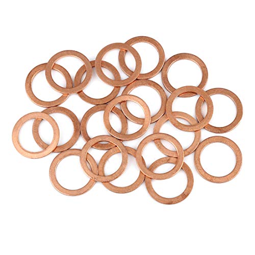 X AUTOHAUX 20pcs Copper Washer Flat Sealing Gasket Ring Spacer for Car 19 x 26 x 1.5mm