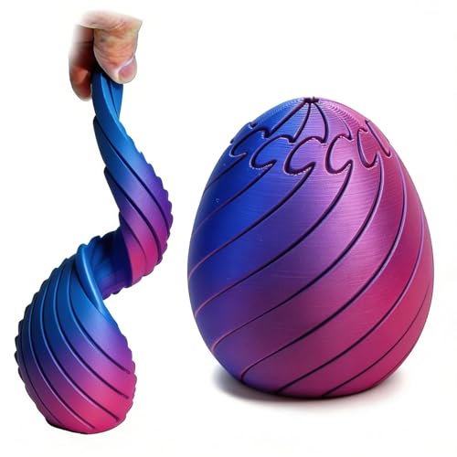 3D Printed Spiral Twist Egg Fidget Toy, Articulated Swirl Stress Relief Fidget Egg, Portable Pocket Hand Toy for Home Office, Easter Novelty Decor Gift for All Ages