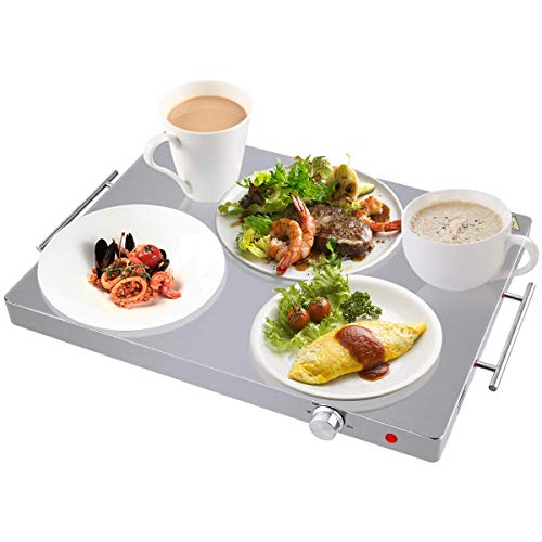 HAPPYGRILL Electric Warming Tray, Hot Plate with Stainless Steel Top Panel and Adjustable