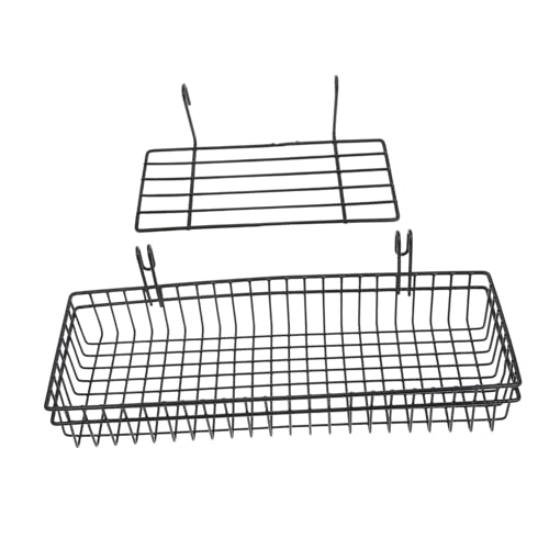 HEALLILY Organizador de rejilla de pared con ganchos, estante de alambre de metal para maximizar el espacio, almacenamiento multifuncional para cocina, oficina y baño, diseño negro