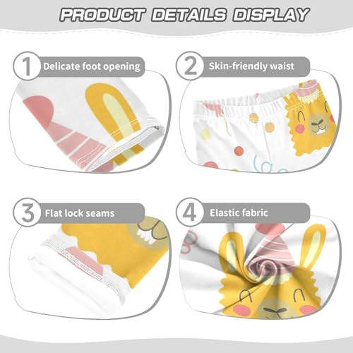 Birthday Alpaca Girls Leggings,Workout Leggings for Girls Toddler Athletic Leggings Size for 3-10T3