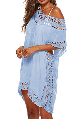 Image of Adisputent Womens Swimsuits Cover Ups Crochet Chiffon Beach Cover Bathing Suit Bikini Wear Coverups Dress