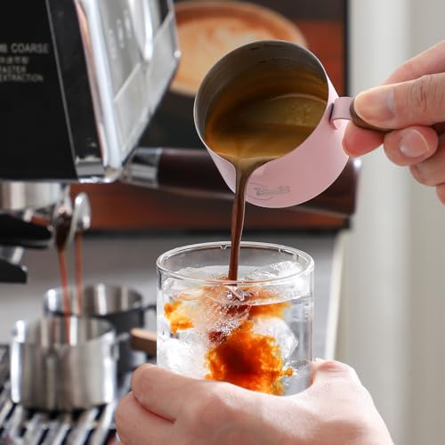Vaso Medidor Espresso 100ml Acero Inoxidable Madera Rosa miniatura 3
