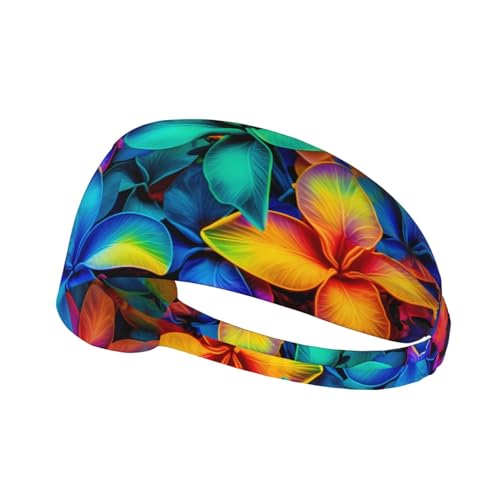 Diadema deportiva elástica unisex que absorbe la humedad atlética para correr, entrenar, deportes al aire libre, estampado de flores hawaianas coloridas