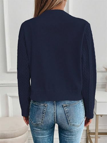 Image of ZAFUL Women's Cropped Cardigans Sweaters Lightweight Crochet V Neck Knit Sweater Button Down Shrug for Dresses
