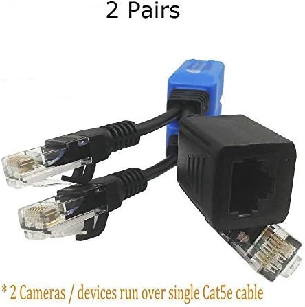 FocusHD 2 Pair Cat5e Ethernet Cable Combiner RJ45 Cable Sharing Kits/Splitter, Upgraded 2-in-1 PoE Data Adapter for 4 Power Over Ethernet Security Cameras or Other Personal Devices