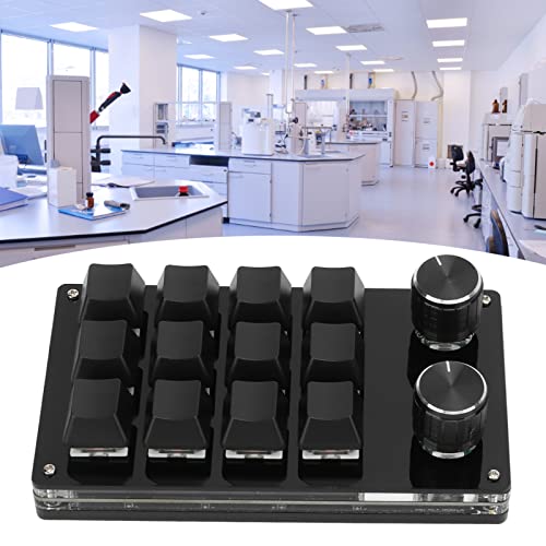 PUSOKEI Mechanisch gamingtoetsenbord met 12 toetsen, multifunctioneel macrotoetsenbord, draagbaar mini doe het zelf programmeerbaar toetsenbord voor kantoor (zwart