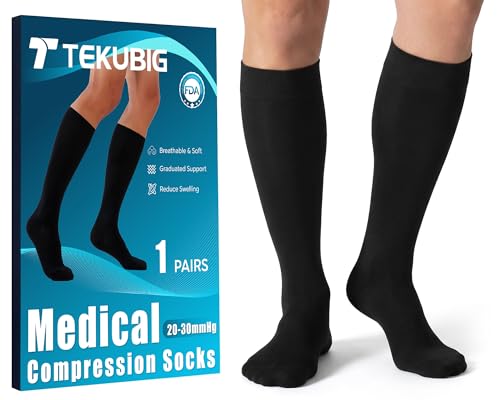 Medical Women Men Compression Socks Knee High 20-30 mmhg Graduated Light Flying Nurse Pregnancy Maternity Travel Circulation Running Varicose Veins Long Flights Diabetic Pressure Leg Ted Support Hose