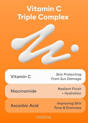 Image of MISSHA All Around Vita C Sunscreen SPF 50 /2.36 Fl Oz - Korean Sunscreen for Face with Vitamin C for Even Tone, Lightweight, Non-Sticky, Sebum Control