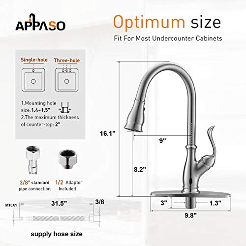 Appaso Touchless Kitchen Faucet With Pull Down Sprayer, Activated Hands-Free Motion Sensing Kitchen Faucet, Inducing Single Handle Smart Kitchen Sink Faucets, Stainless Steel Brushed Nickel, 170Tl-Bn #TOP5