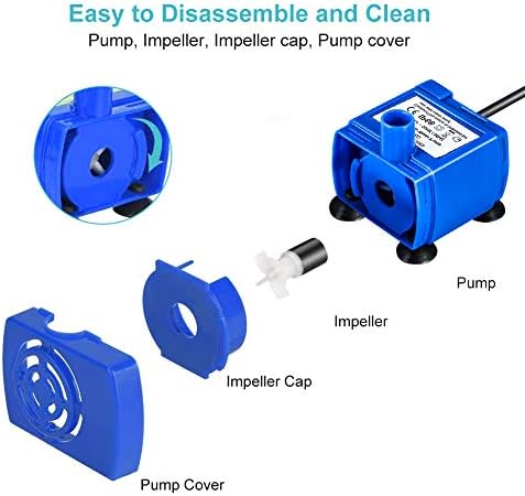 YHG Pet Fountain Pump, Replacement Submersible Water Pump for Cat Fountain, 12V Powerful Super Silent Pet Fountain Water Pump with 1.8m Power Cable, Low Power Consumption for Most Flower Fountain