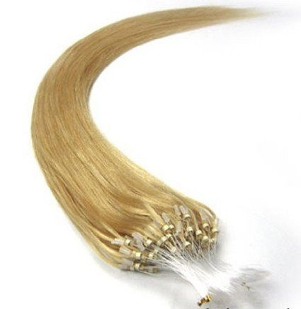 100s 16'' 18'' 20'' 22'' 24'' 26'' Loops Micro Rings Beads Tipped Remy Human Hair Extensions Straight 10 Colors in Women Beauty Style (22inch 0.5g/s 100s each pake, 24 golden blonde)