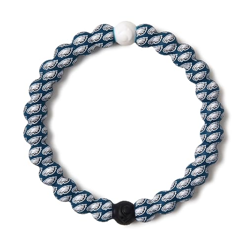 Lokai Silicone Beaded Bracelet for Men & Women, NFL Football Collection - Philadelphia Eagles, Green Logo, Medium - Silicone Jewelry Fashion Bracelet Slides-On for Comfortable Fit