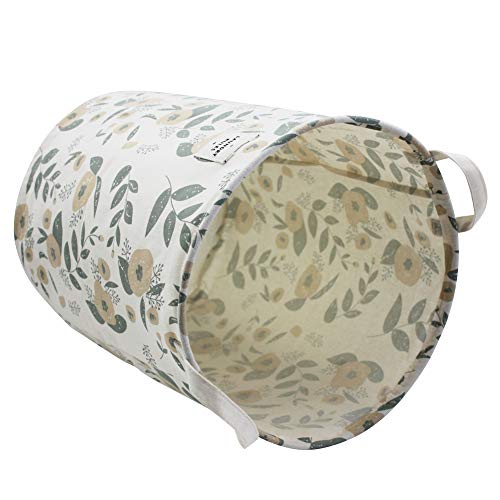 Large Fabric Storage Bins Toys Storage Basket For Baby Nursery, Kids Playroom, Home Organizer, Collapsible Laundry Basket Hamper With Floral Pattern (Green Flowers) #TOP4
