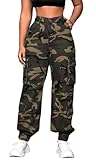 Camo Pants Women Baggy High Waisted Camouflage Cargo Joggers with Multiple Pockets Military Army Sweatpants XL