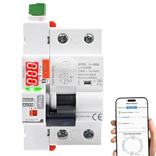 Jadeshay Interruttore Differenziale 30mA 40A Salvavita con Riarmo Automatico WiFi Magnetotermico Differenziale Tipo A Controllo Remoto Tramite Tuya sul Cellulare o Manuale,230V con Display LED