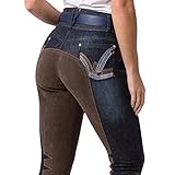 VerOut Damen Reiten Jodhpurs Hosen Reiten Jodhpur Reitkleider Weiche Stretchy Denim Baumwolle Spandex,Blau,S