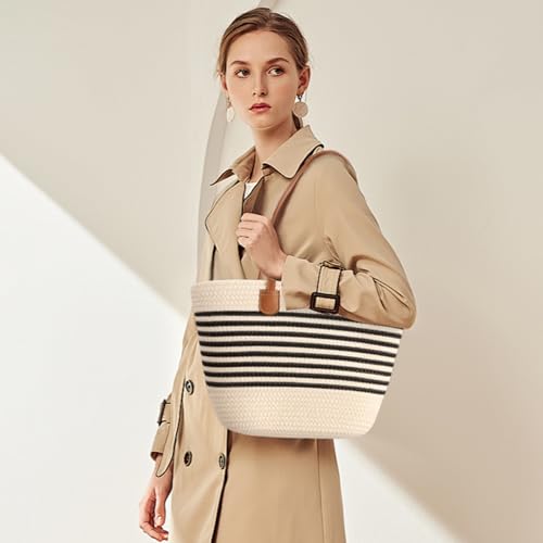 Bolso Tote de paja para mujer, grande y ligero miniatura 2