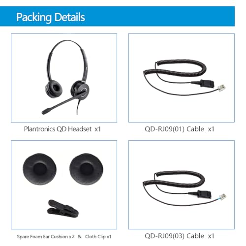Auriculares de teléfono con cancelación de ruido QD VT y cable RJ09 para Polycom y Yealink 4