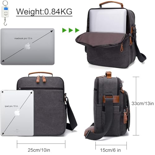 ESTARER Umhängetasche Herren Schultertasche 13 Zoll kleine Herrentasche Kuriertasche aus Canvas für Arbeit Schule Reise