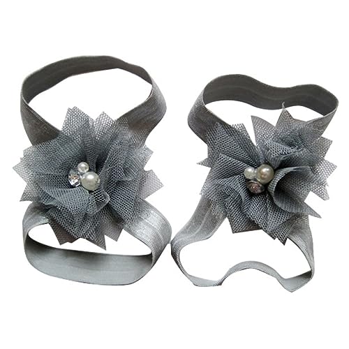 10 Pairs Newborn Photo Infant Barefoot Flowers Baby Girl Sandals Infant Girl Sandals Girl Flower Huaraches Para Chiffon Flower Barefoot Flower Sandal Hand Sewing Child Headband4