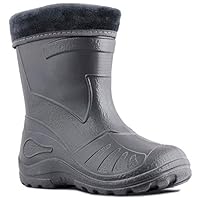 Ultra Light EVA Kids Girls Wellington Boots Rainy Snow Wellies Red Very Warm Liners (13 UK / 32 EU - 20.5 cm, Graphite)