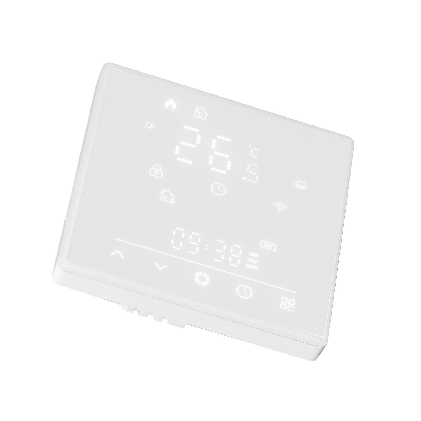 Controlador de Temperatura Inteligente de Alta Precisión Sensor de Coeficiente de Temperatura Negativo para Hoteles Supermercados, Carcasa de PC IP20 (Blanco)