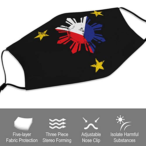 Philippine Flag Pinoy Pride Filipino American Kids Face Mask Set Of 2 With 4 Filters Washable Reusable Adjustable Black Cloth Bandanas Scarf Neck Gaiters For Adult Men Women Fashion Designs #TOP2