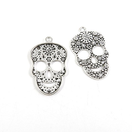 60 Pieces Antique Silver Tone Jewelry Making Charms T3CX1 Flower